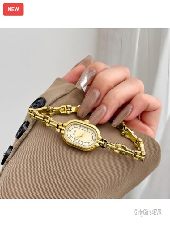Vintage Oval Dress Watch Quartz Movement Stainless Steel Band Water Resistant